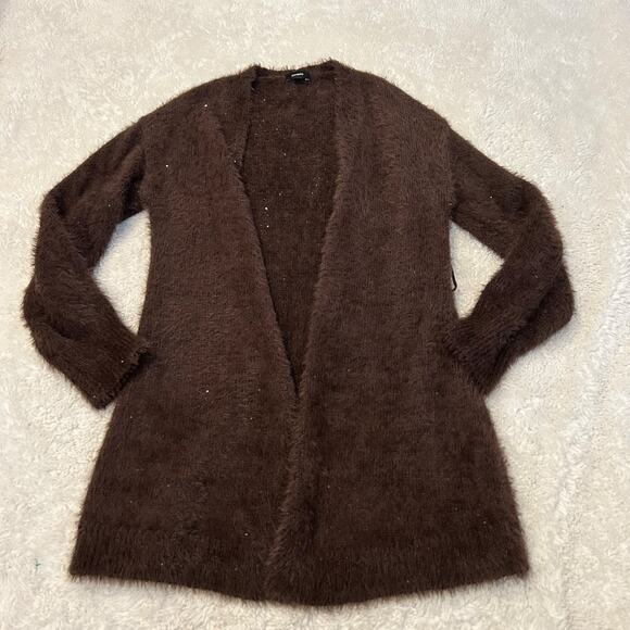 Express Womens Chocolate Brown Chic Soft Cardigan Sz Small *Missing Belt - Picture 2 of 7
